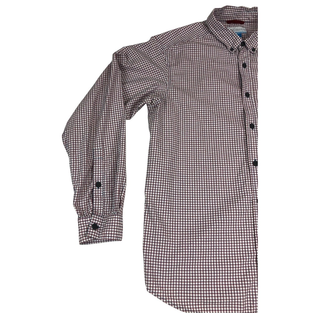Columbia Mens Red Navy Plaid Long Sleeve Button Down Collared Shirt AM7968 Large - Picture 8 of 9